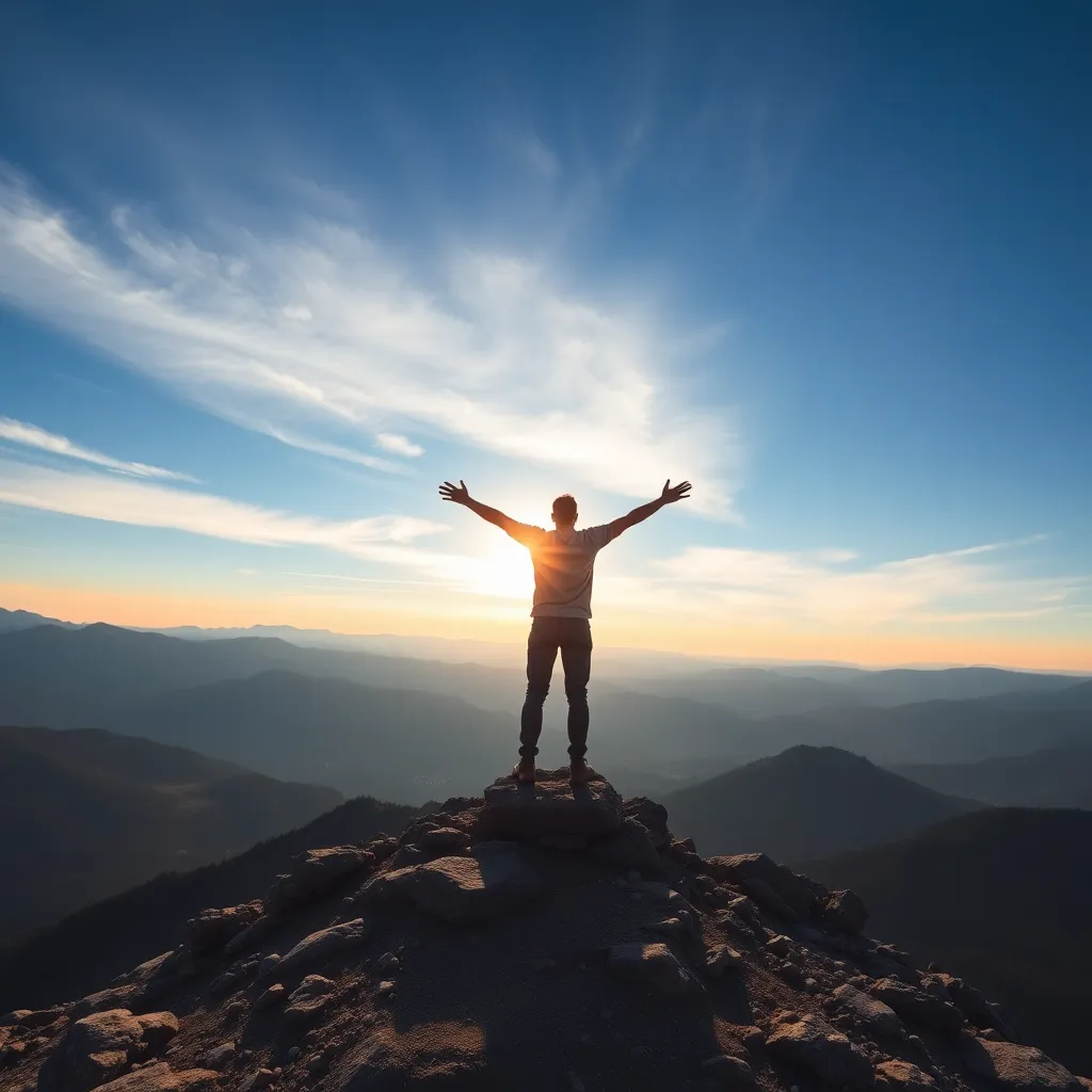 A person standing on a Colorado mountain trail at sunrise, representing the healing power of nature in addiction recovery